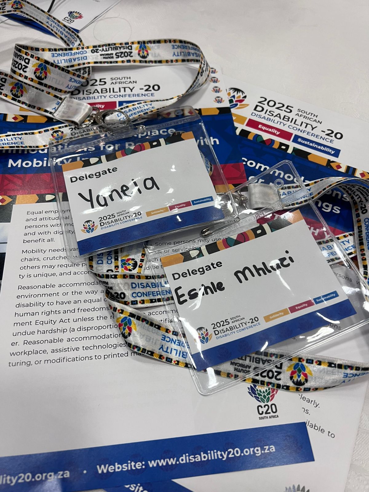 Esihle Mhluzi delegate badge at 2025 South African Disability-20 Conference